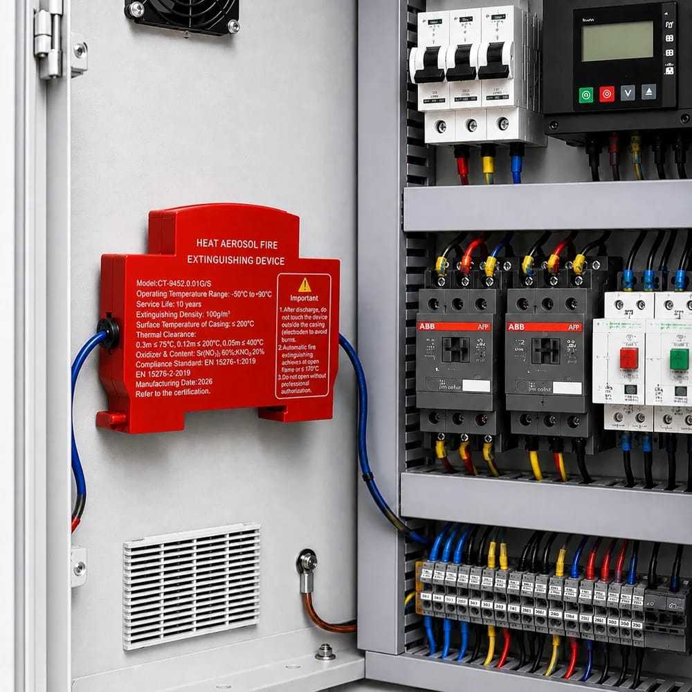 Automatic Fire Extinguishing Device for Electrical Panel – Self-Actuating Thermal Fire Suppression Unit for Switchboard & Distribution Box